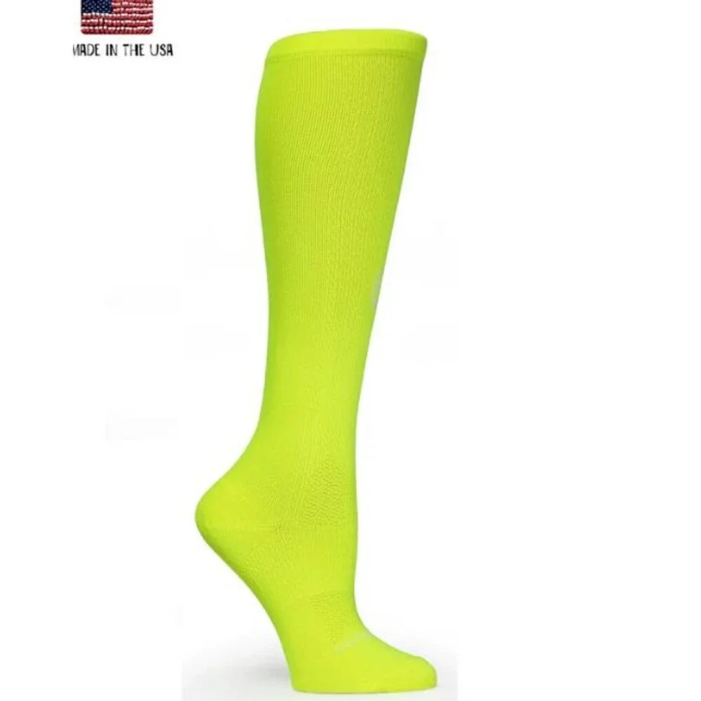 Womens NWOT Crazy Compression High Viz Yellow OTC Solid Knee High Socks